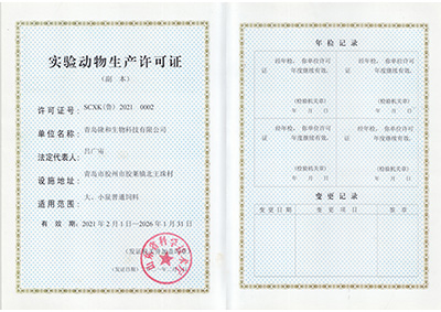 實驗(yan)動物(wu)生産(chan)許可(ke)證